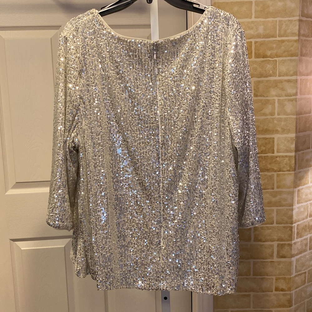 COPY - Alex Evenings 2 X sparkly top. Has lining. Beautiful cowl like neck - Picture 5 of 6